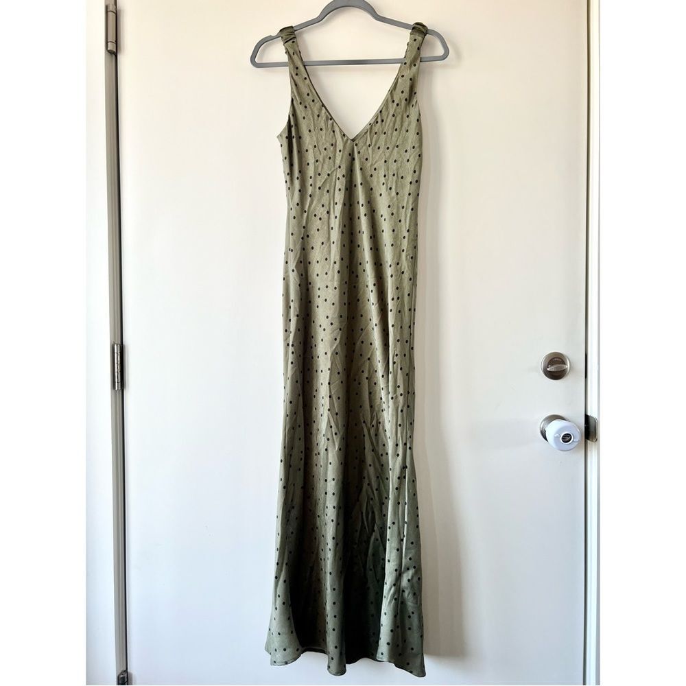 ZARA | sleeveless midi pullover dress in green polka dot | size medium - Picture 7 of 10